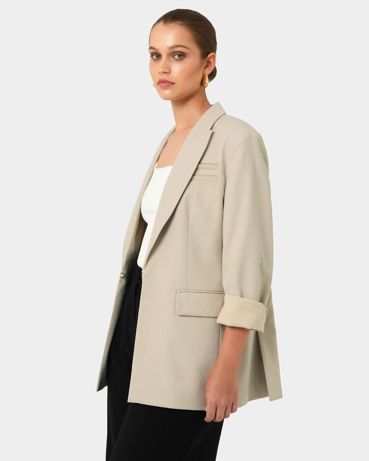 Sonique Tailored Blazer in sand — side view 2