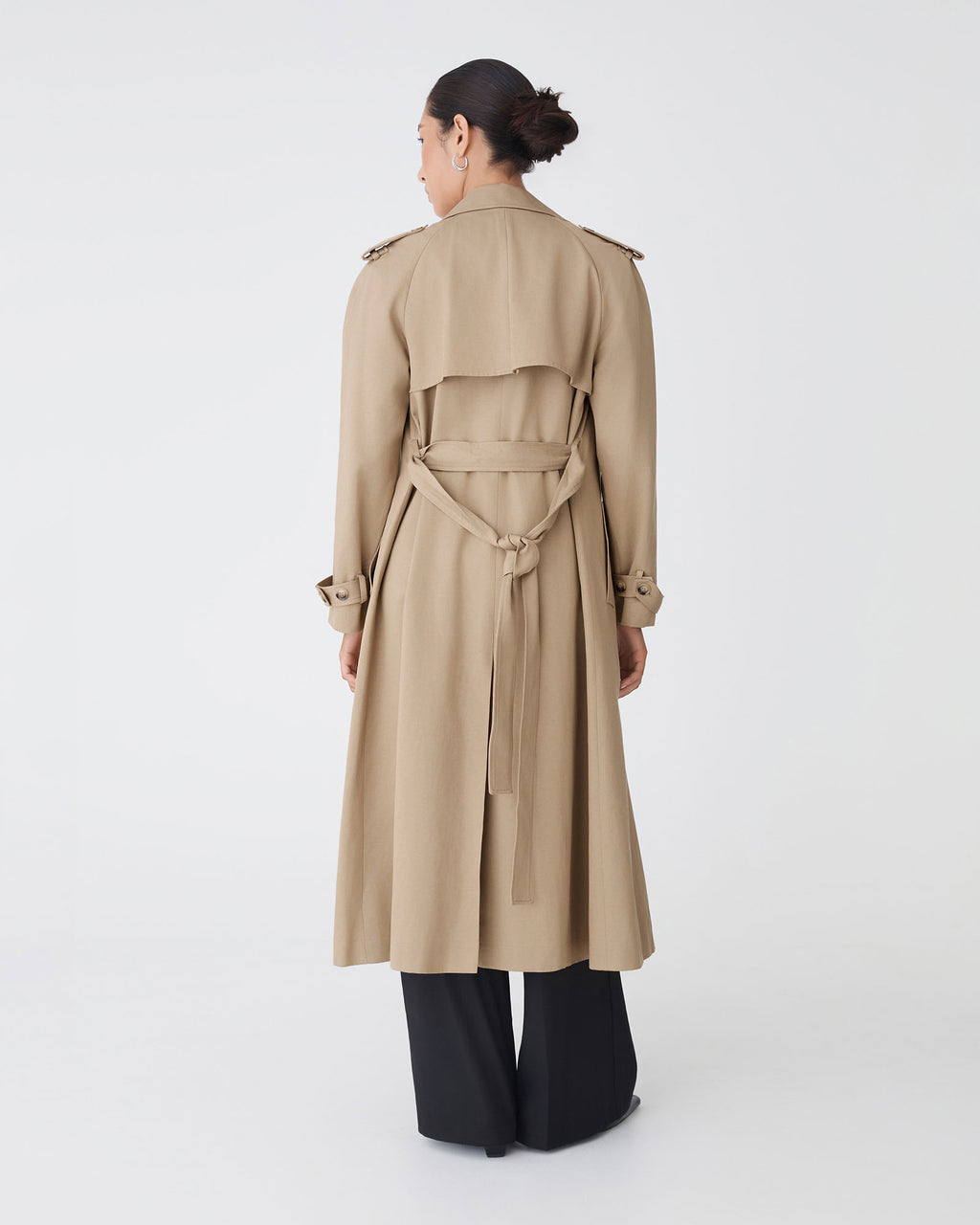 Bailey Trench Coat in beige — back view