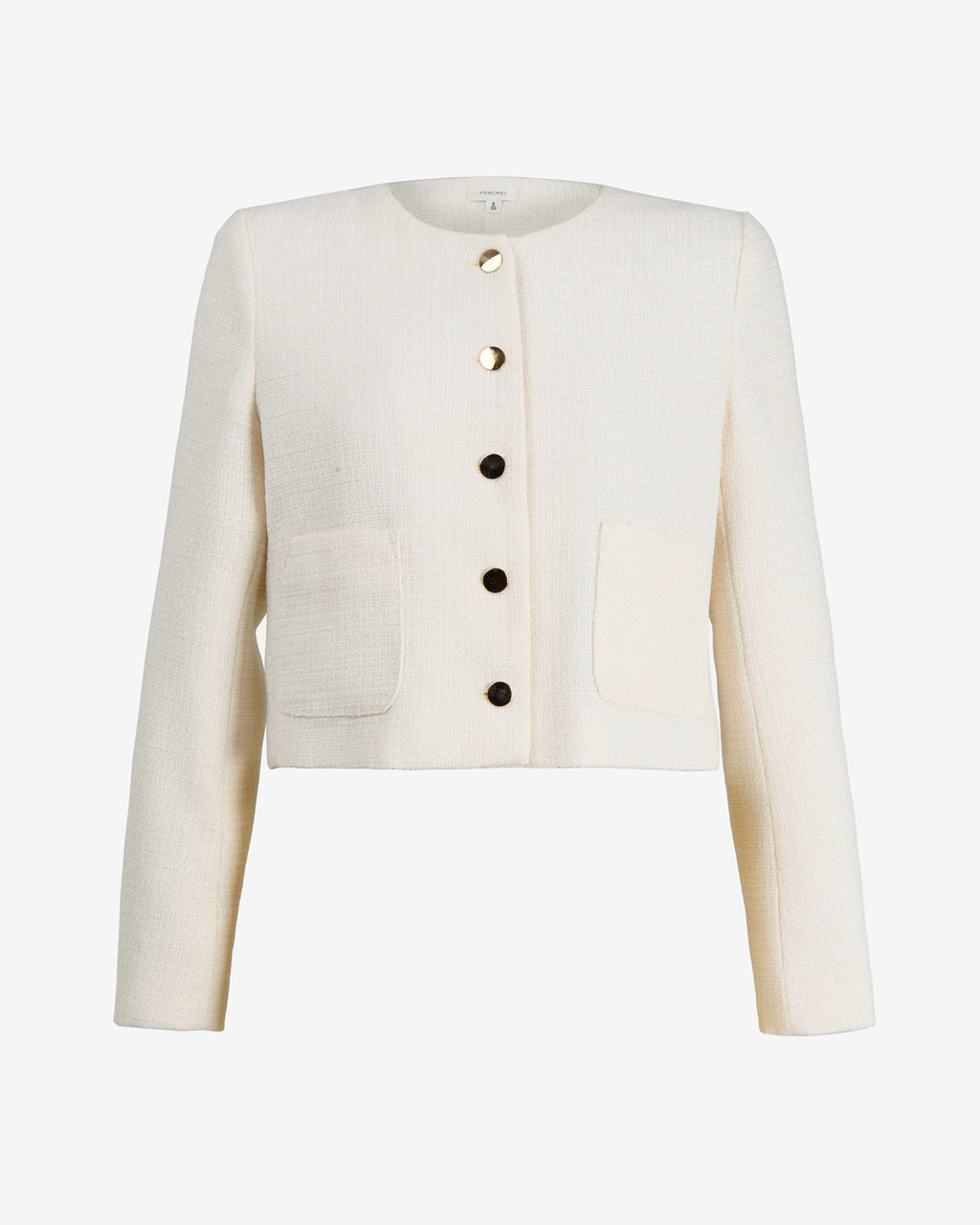 Cynthia Crop Tweed Jacket in ivory — product-only view