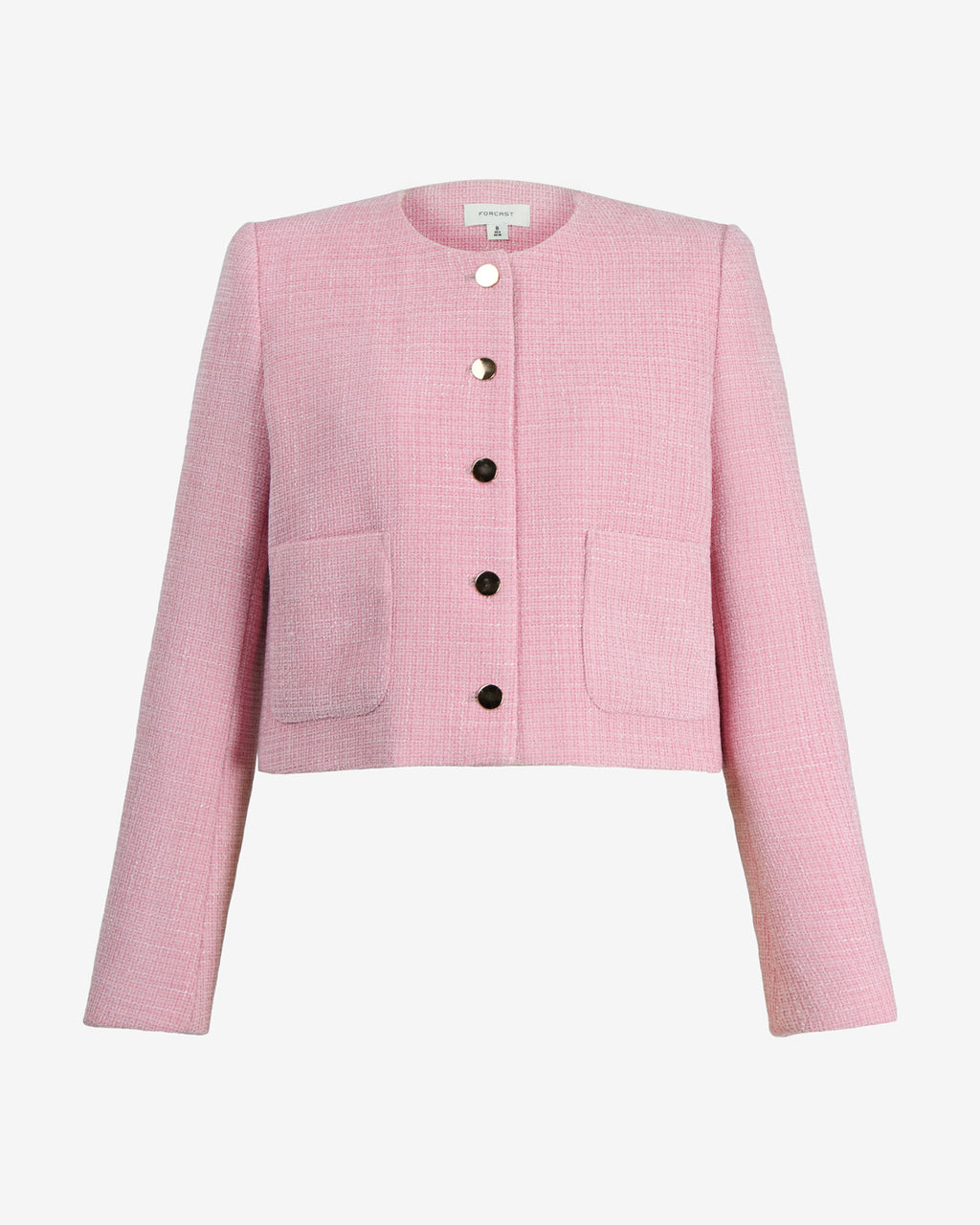 Cynthia Crop Tweed Jacket in pink — product-only view