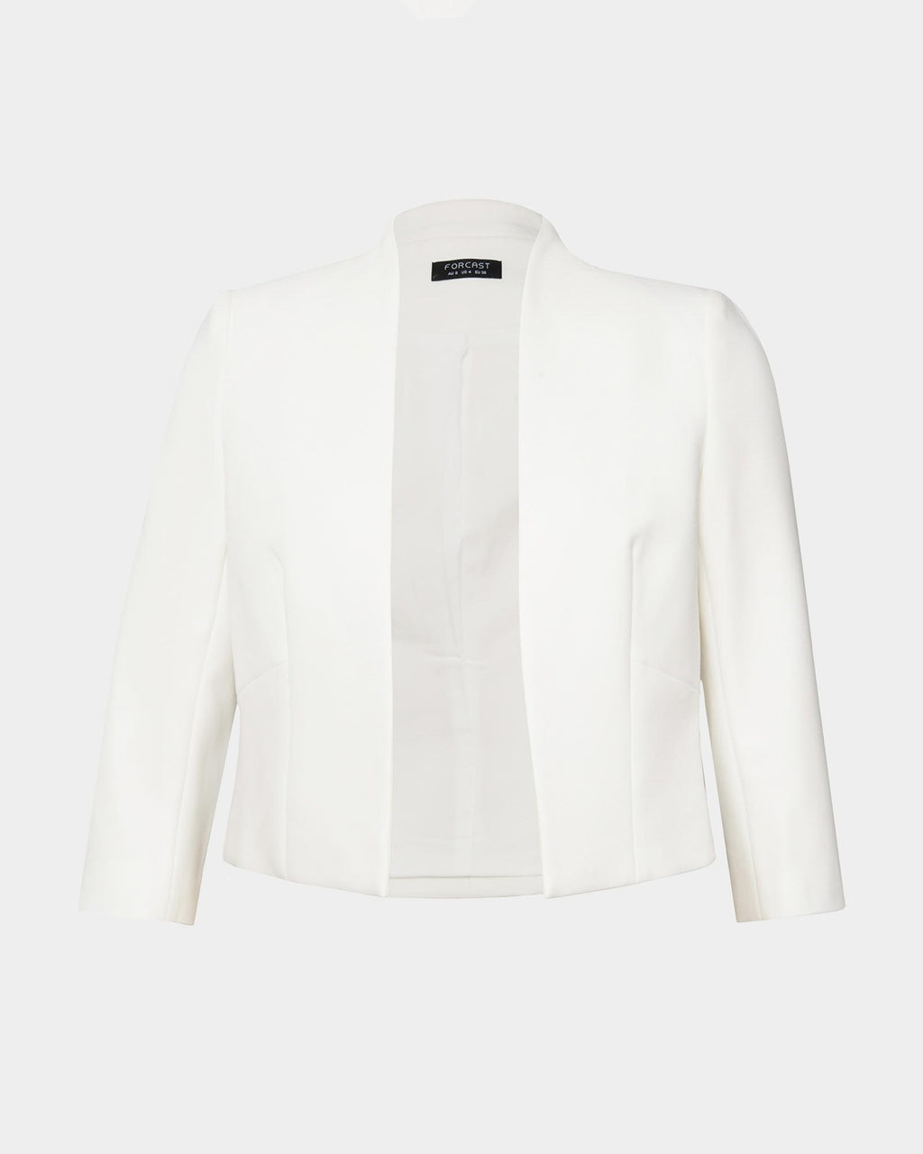 Nikki Collarless Crop Jacket in ivory — product-only view
