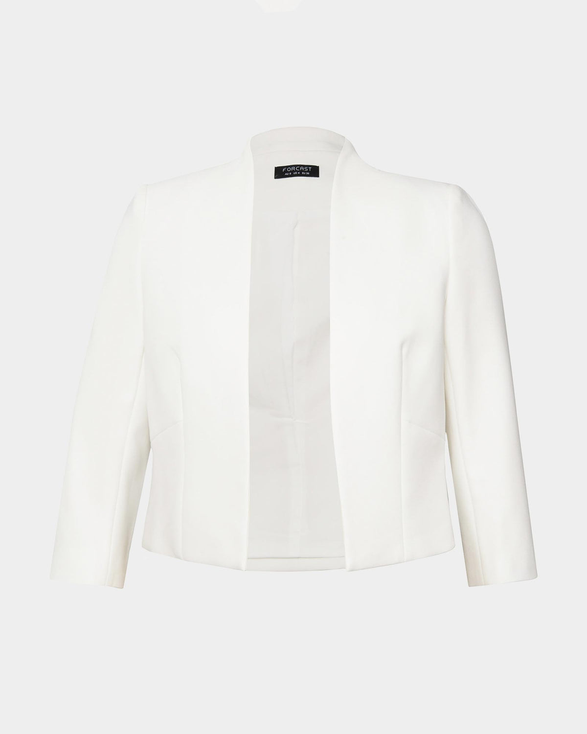 Nikki Collarless Crop Jacket in ivory — product-only view