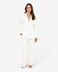 Nikki Double Breasted Blazer in ivory — full-length view