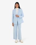 Nikki Double Breasted Blazer in sky blue — full-length view