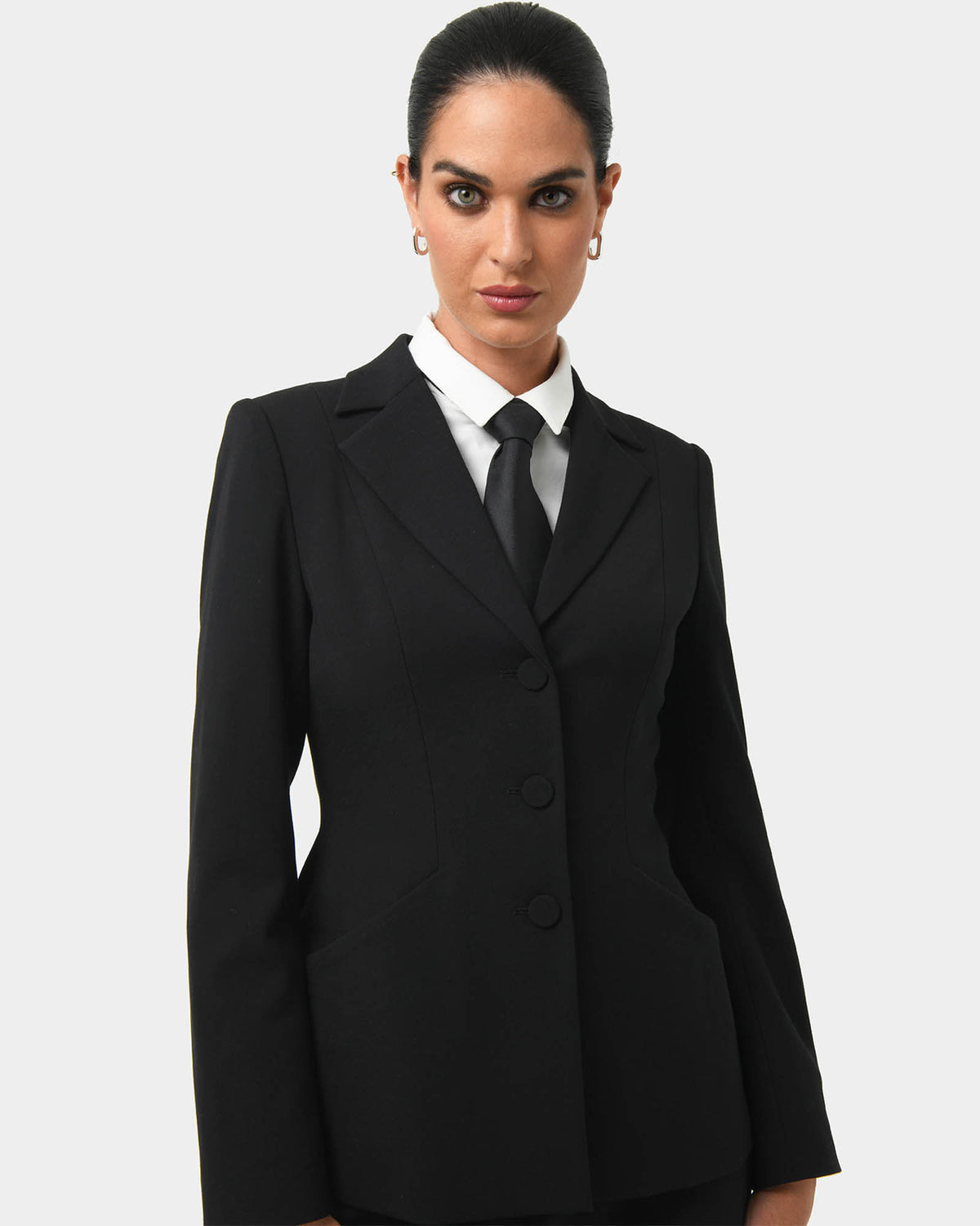 Gordon Hourglass Blazer in black — close-up view