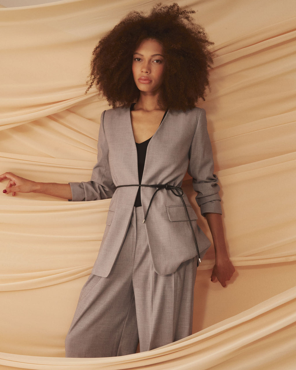 Aaria Collarless Blazer in steel — alternate view