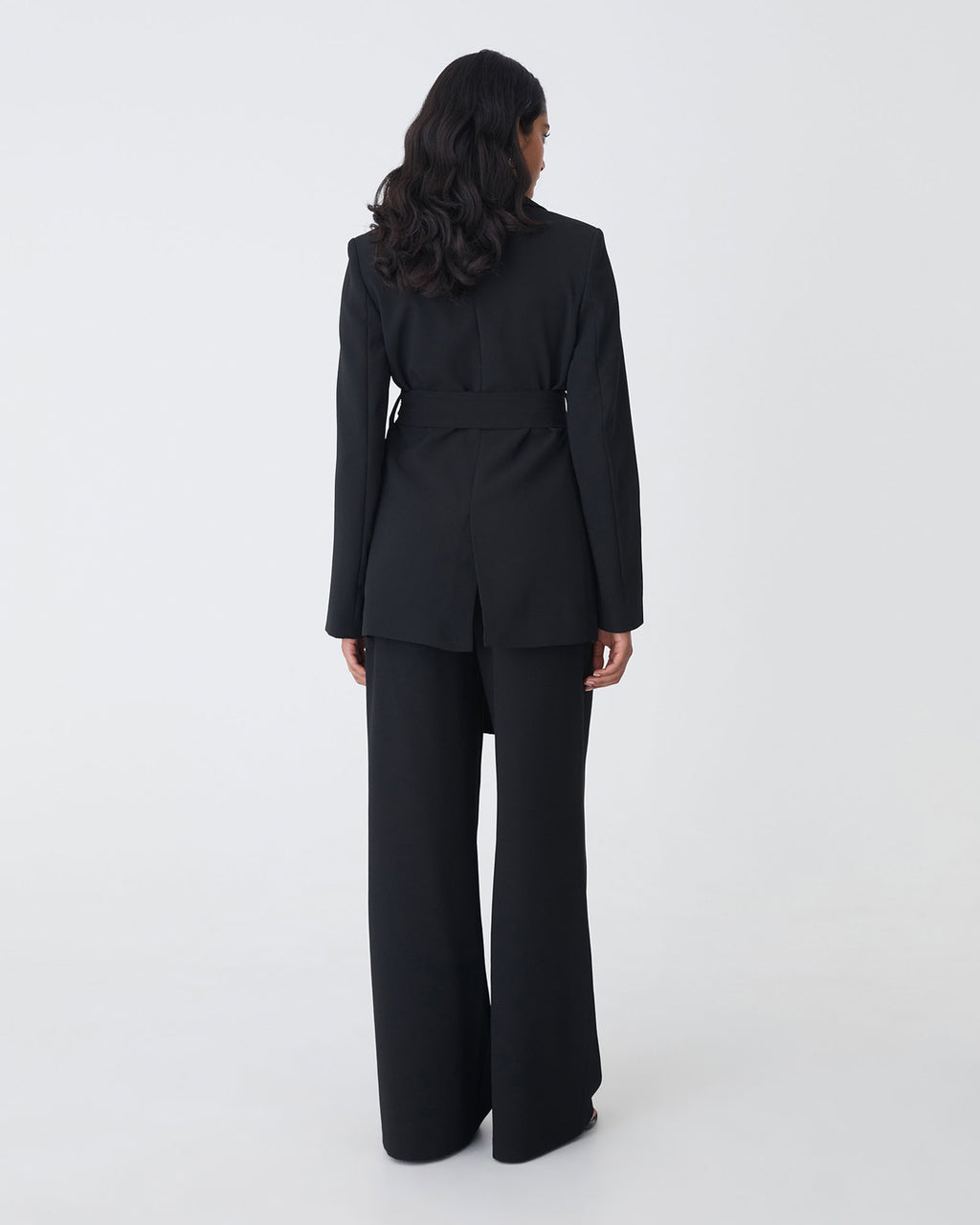 Rumy Double Breasted Blazer in black — back view