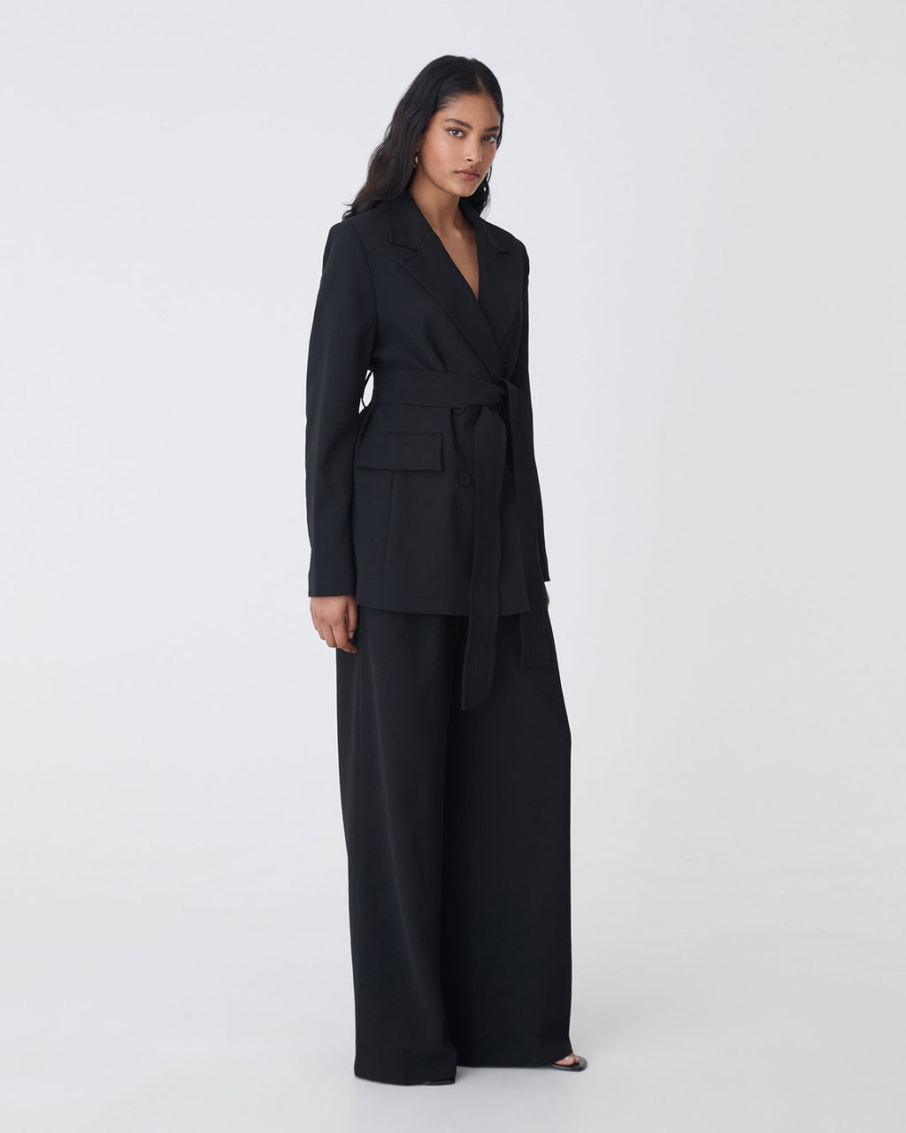 Rumy Double Breasted Blazer in black — side view