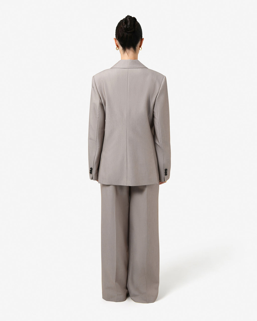 Fitzroy Single Breasted Blazer in oyster beige — back view