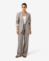 Fitzroy Single Breasted Blazer in oyster beige — full-length view