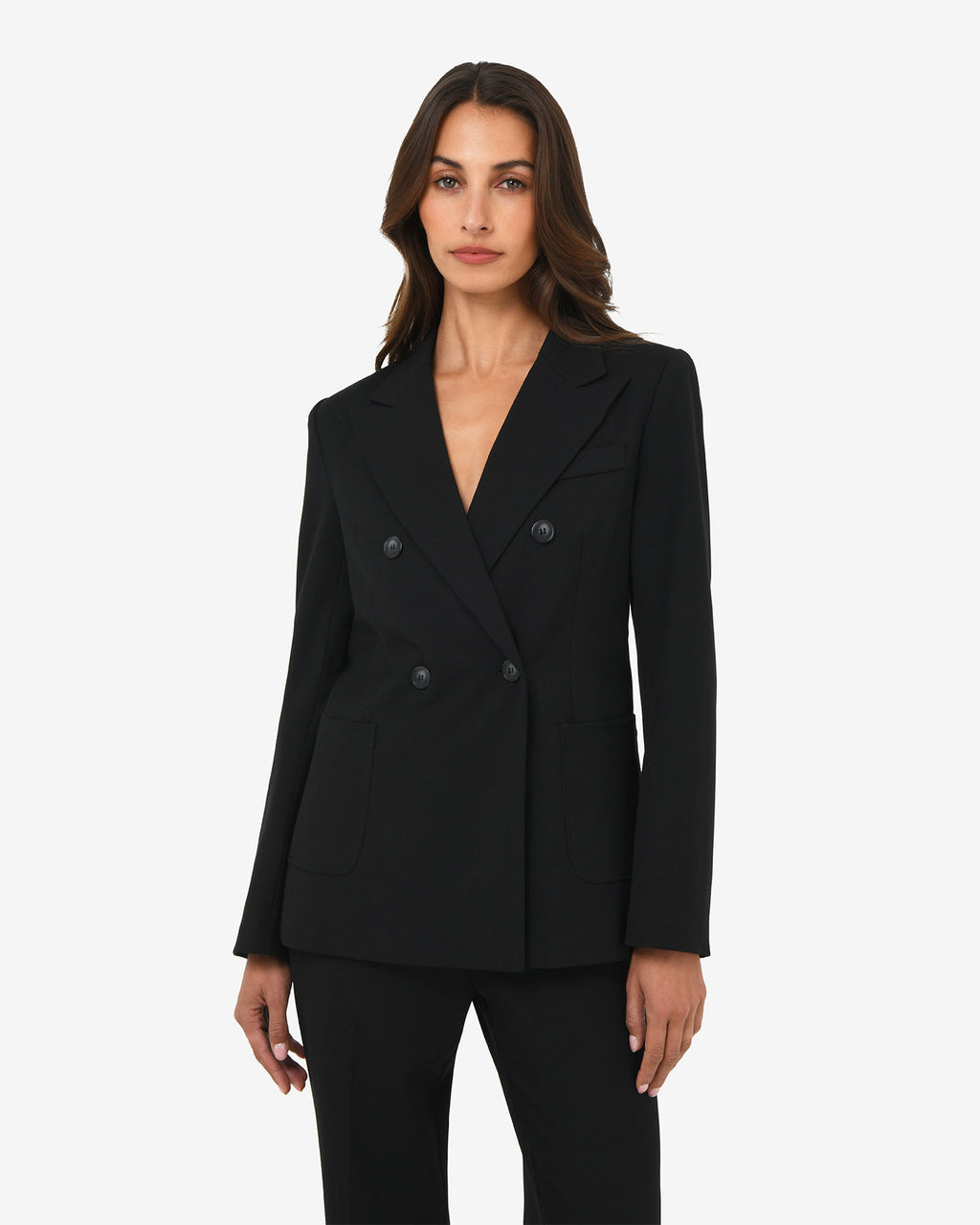 Merid Double Breasted Blazer in black — close-up view