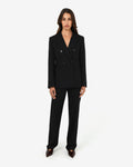 Merid Double Breasted Blazer in black — full-length view