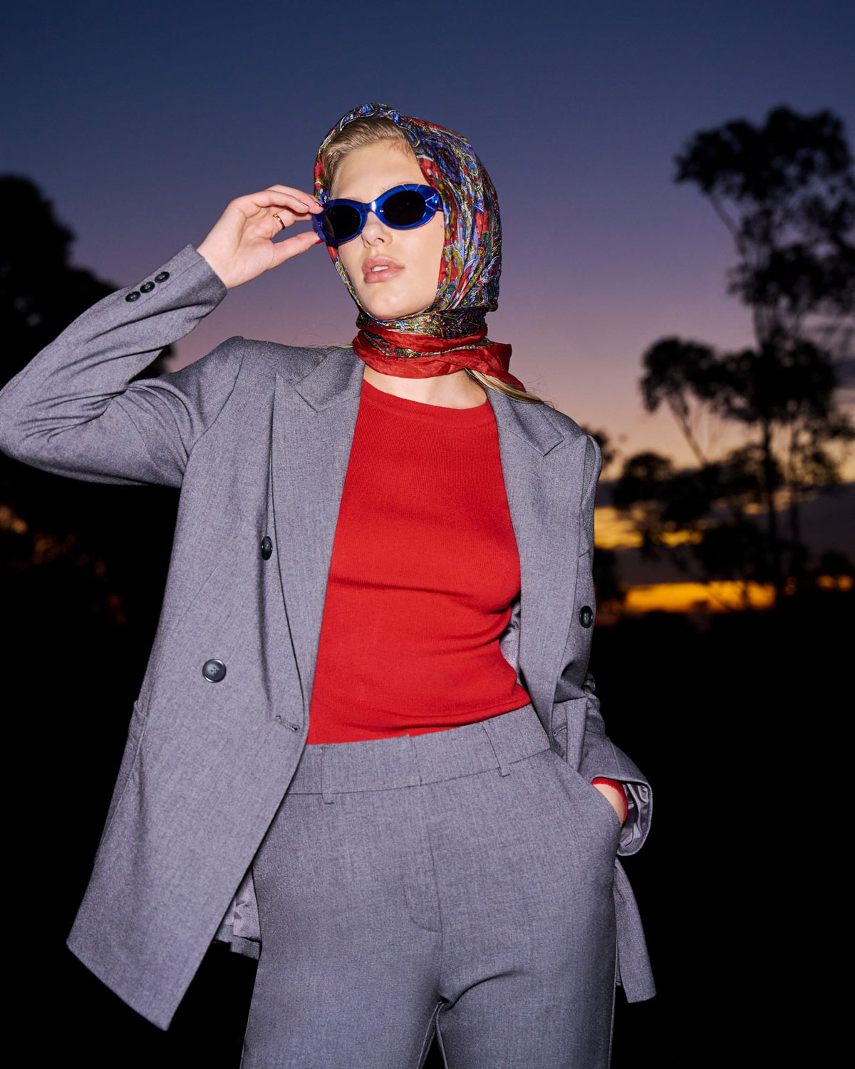 Merid Double Breasted Blazer in dark grey — alternate view 2