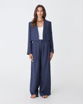 Ami Cropped Linen Jacket in wash navy — full-length view