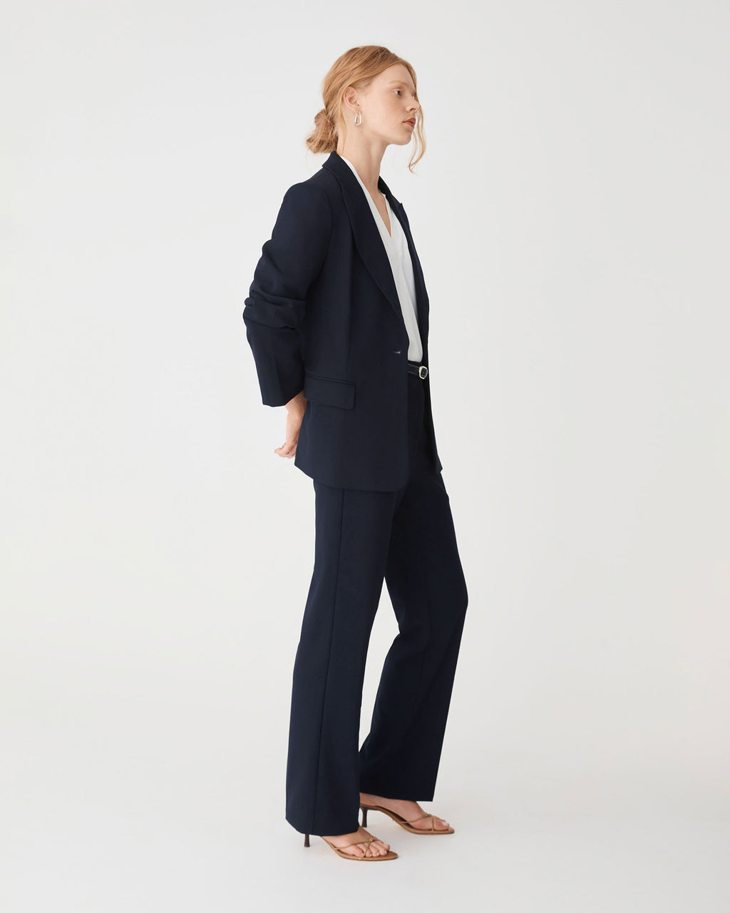 Merid Patch Pocket Blazer in navy — side view