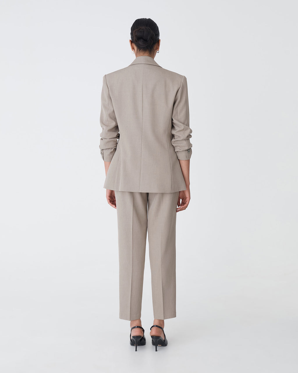 Mila Single Breasted Blazer in fawn — back view