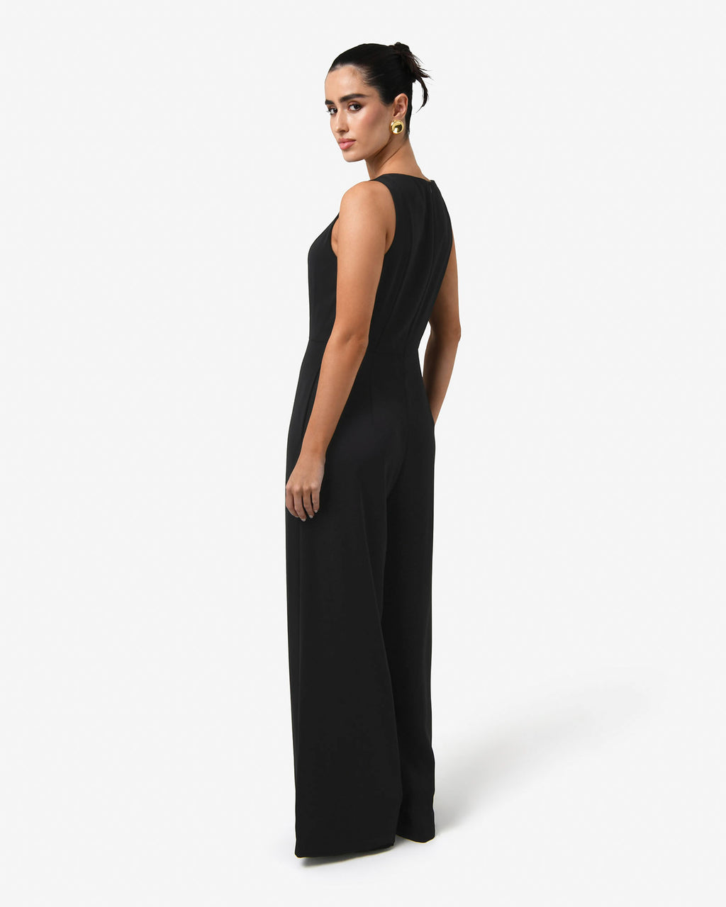Killara Wide Leg Jumpsuit in black — back view