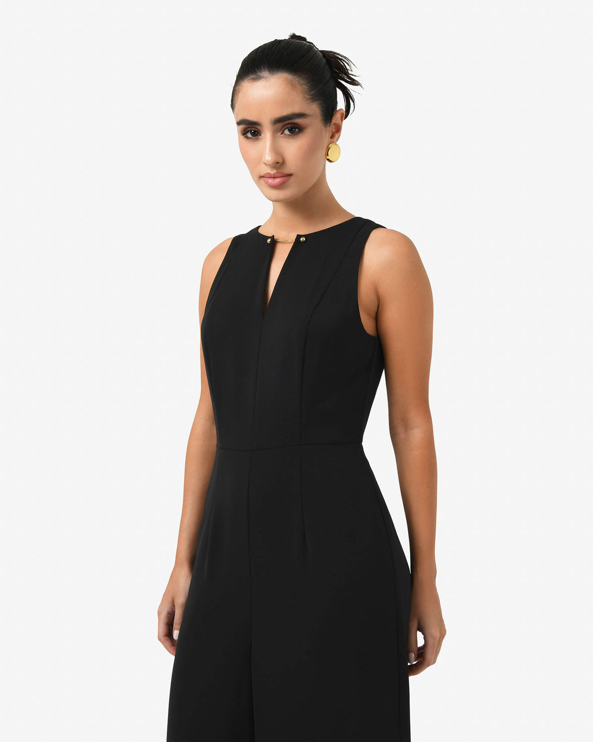 Killara Wide Leg Jumpsuit in black — close-up view 2