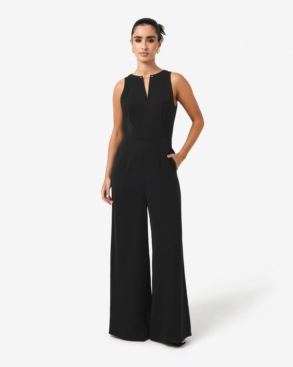 Killara Wide Leg Jumpsuit in black — full-length view 2
