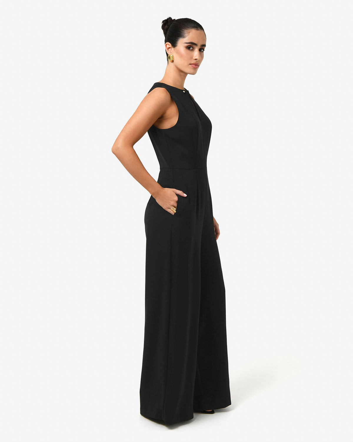 Killara Wide Leg Jumpsuit in black — side view