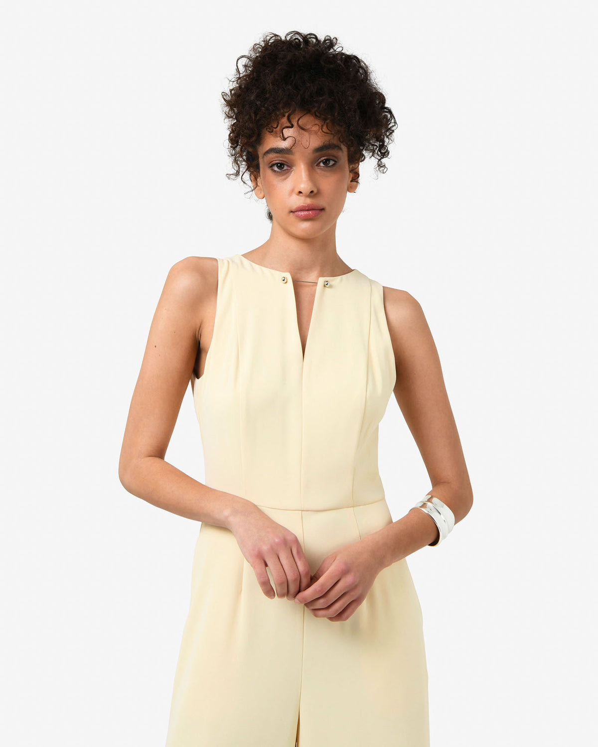 Killara Wide Leg Jumpsuit in whipped butter — close-up view