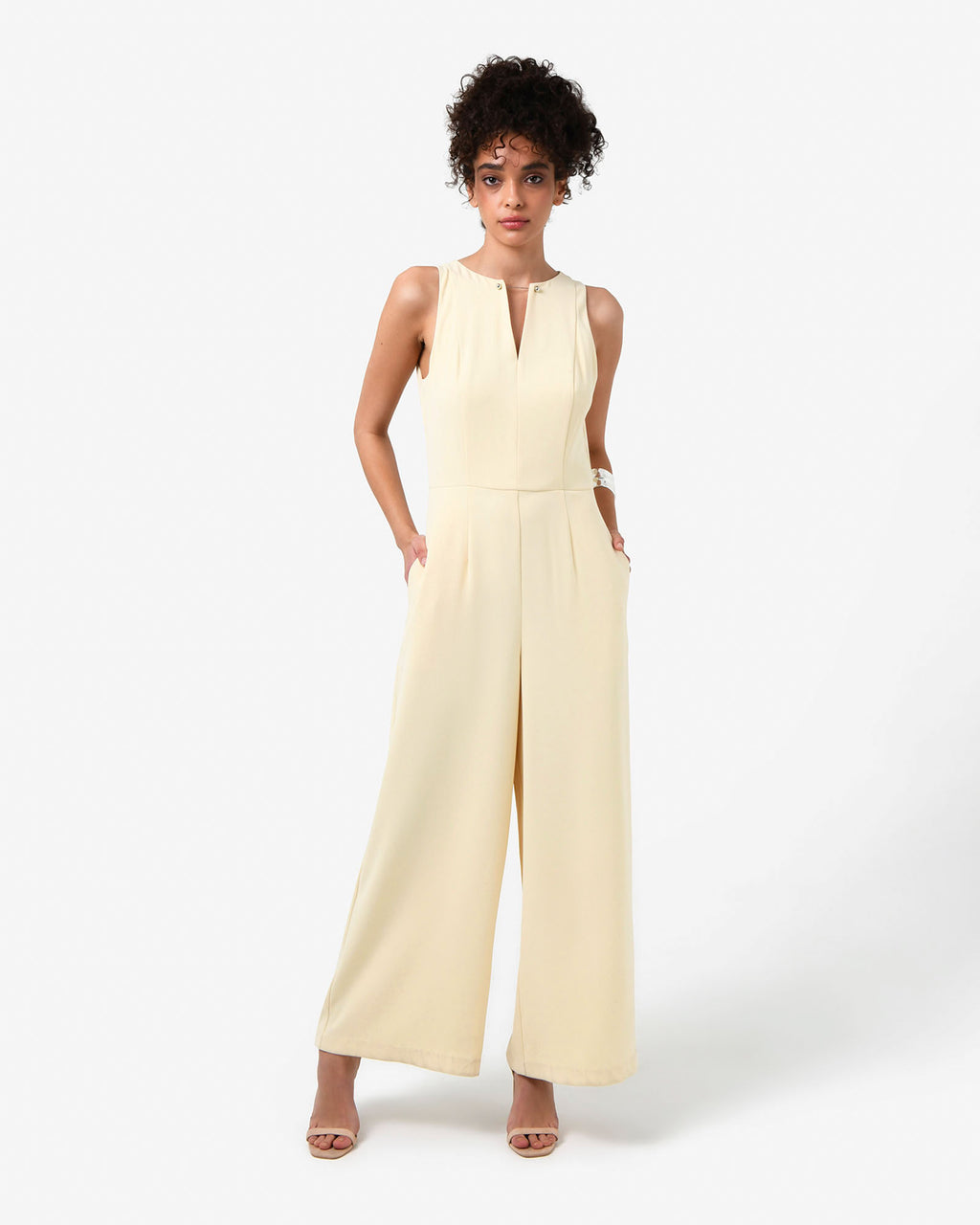 Killara Wide Leg Jumpsuit in whipped butter — full-length view