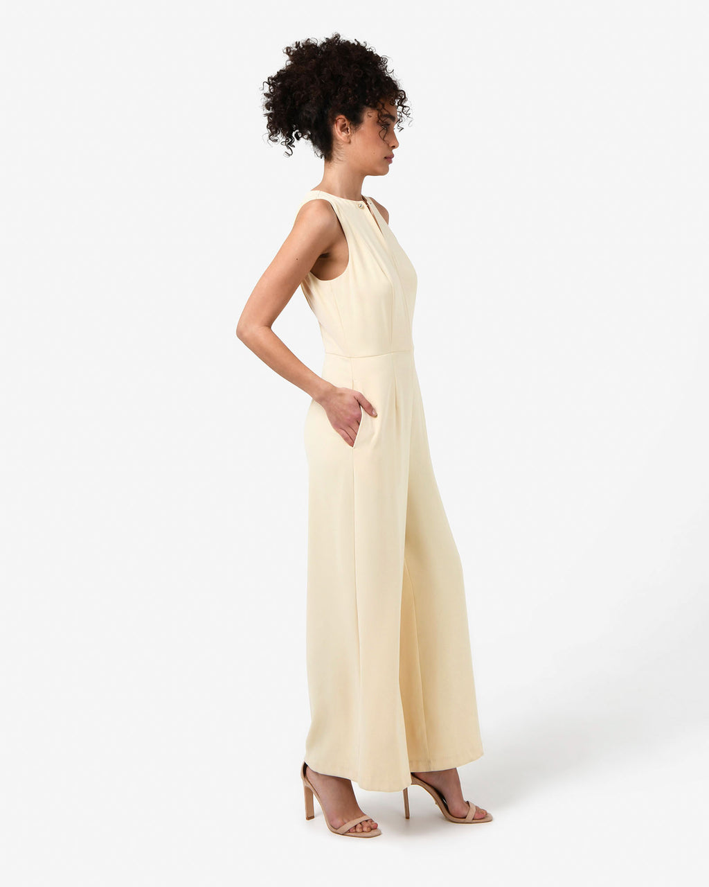 Killara Wide Leg Jumpsuit in whipped butter — side view