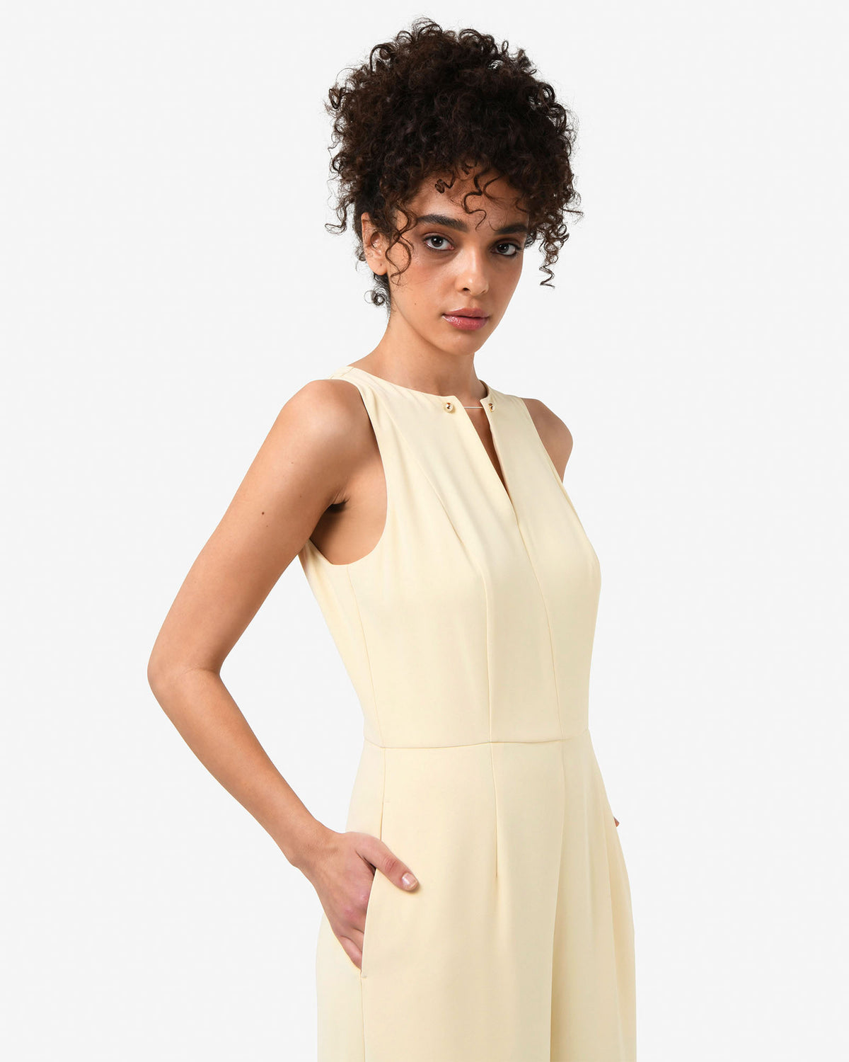 Killara Wide Leg Jumpsuit in whipped butter — side view 2