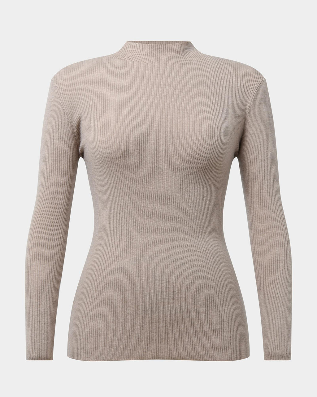 Avelyn Mock Neck Knit in oatmeal — product-only view
