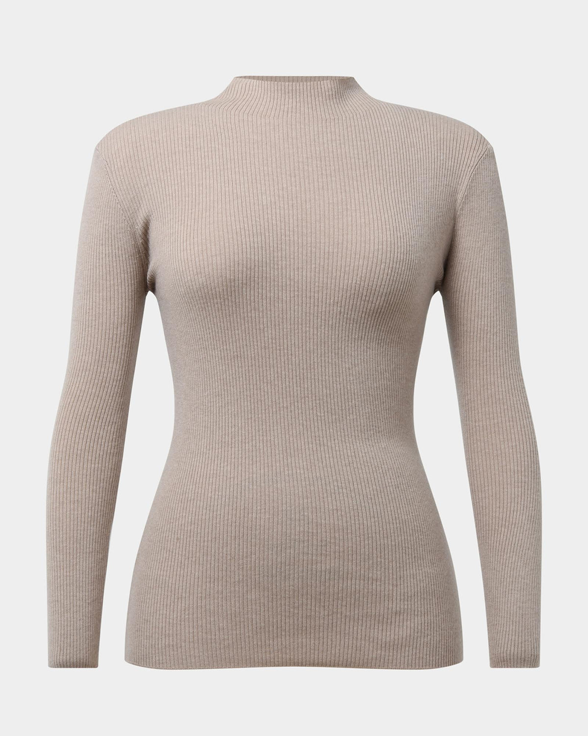 Avelyn Mock Neck Knit in oatmeal — product-only view