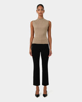 Charm Mock Neck Knit in beige — full-length view