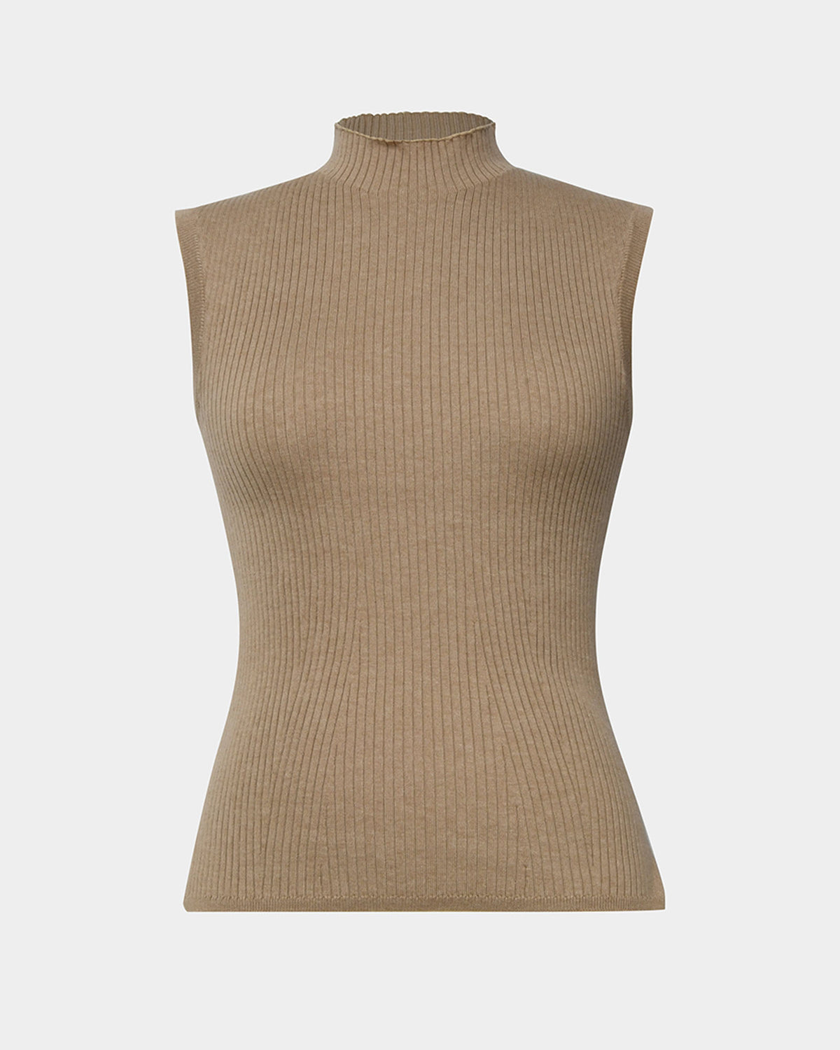 Charm Mock Neck Knit in beige — product-only view