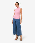 Charm Mock Neck Knit in pink — full-length view