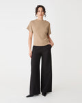 Jemma Relaxed Knit Top in beige — full-length view