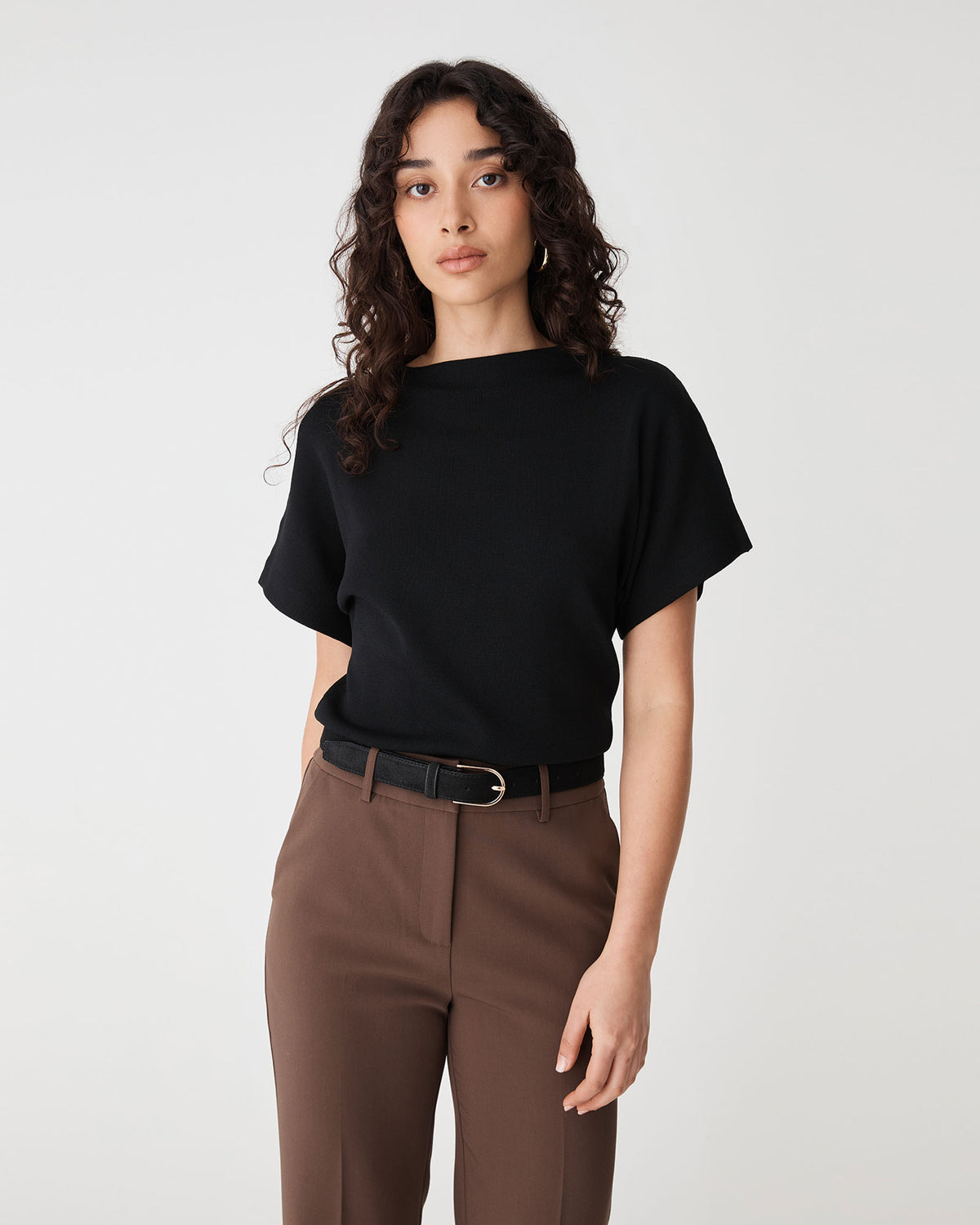 Jemma Relaxed Knit Top in black — view 2