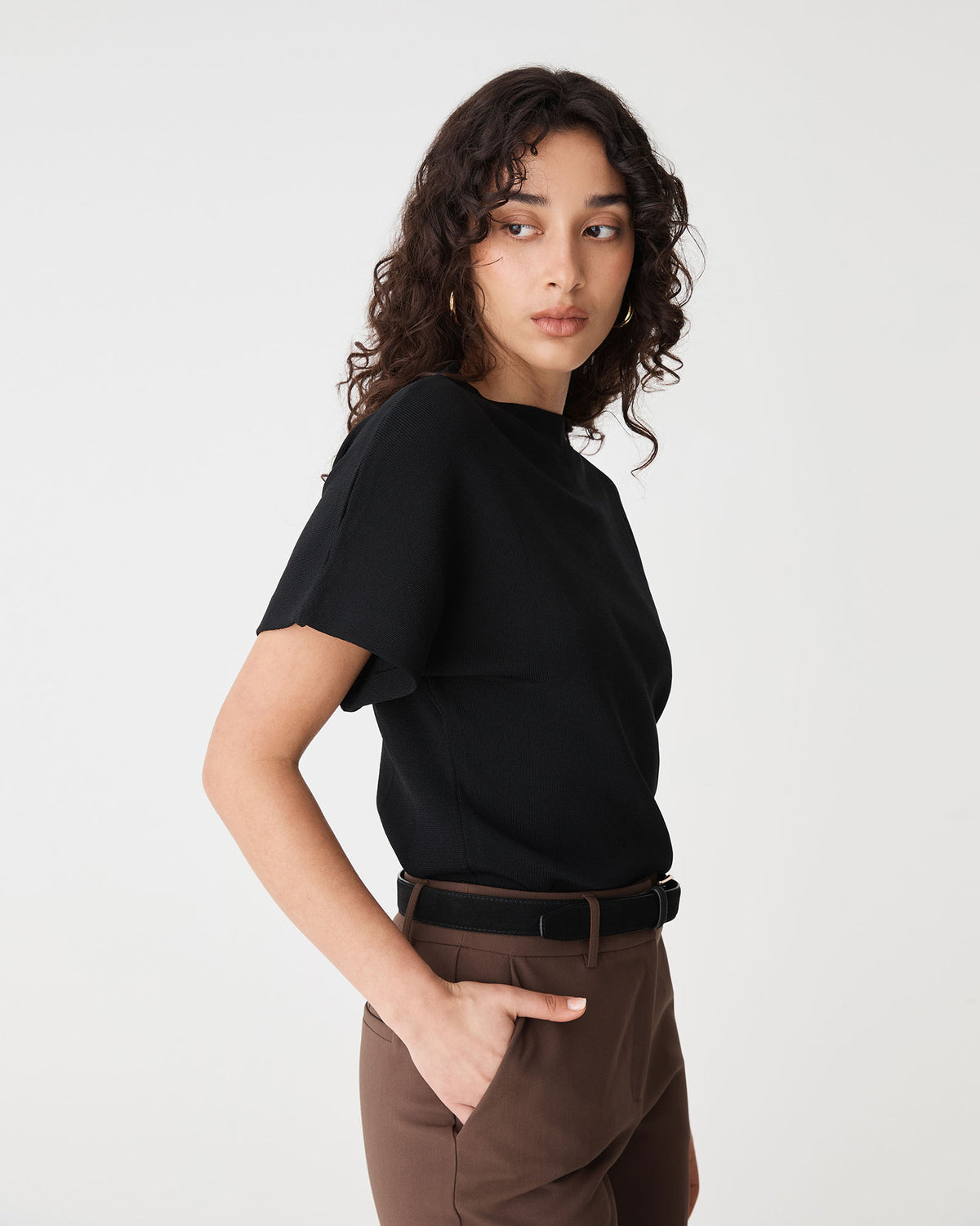 Jemma Relaxed Knit Top in black — view 3