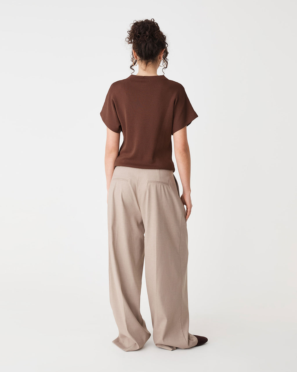 Jemma Relaxed Knit Top in espresso — back view