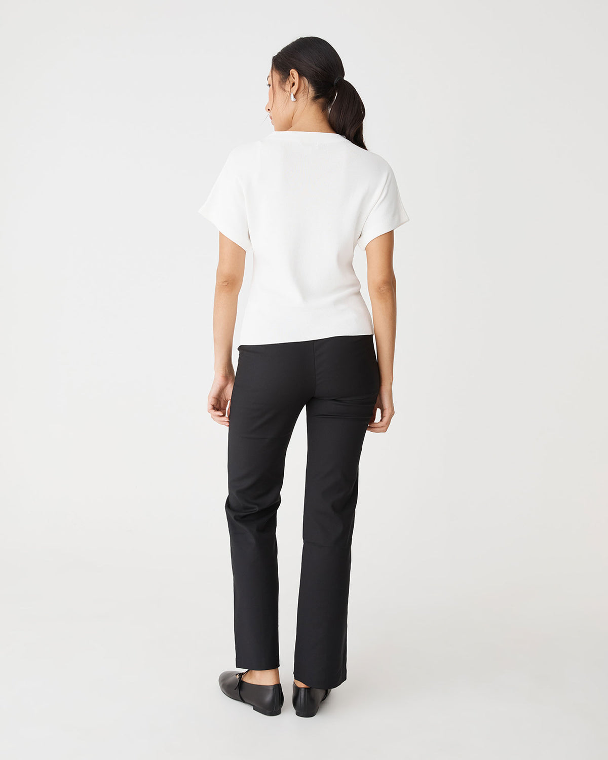 Jemma Relaxed Knit Top in ivory — back view