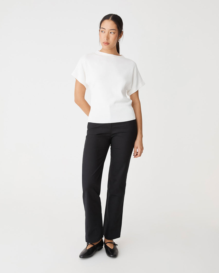 Jemma Relaxed Knit Top in ivory — full-length view