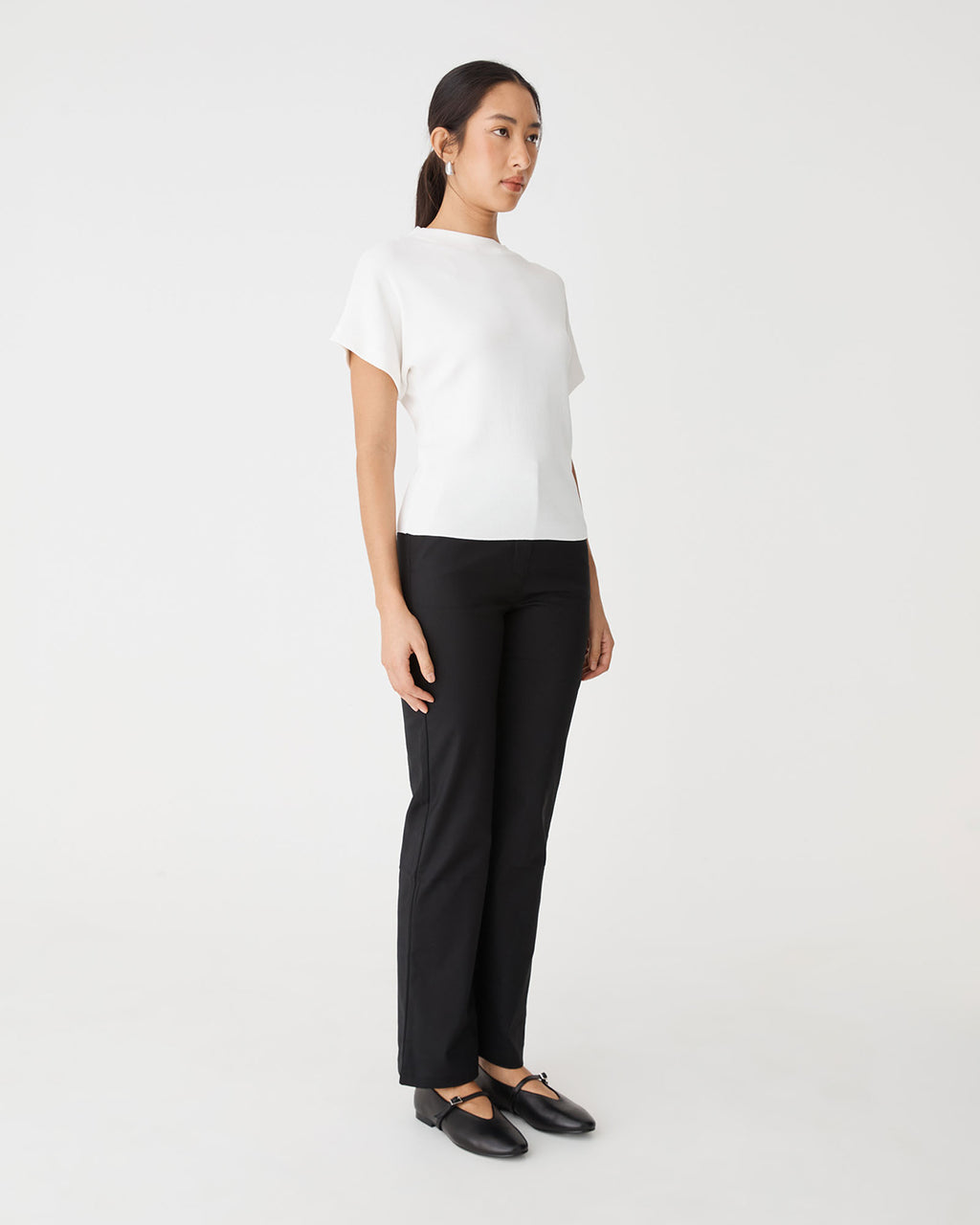 Jemma Relaxed Knit Top in ivory — side view