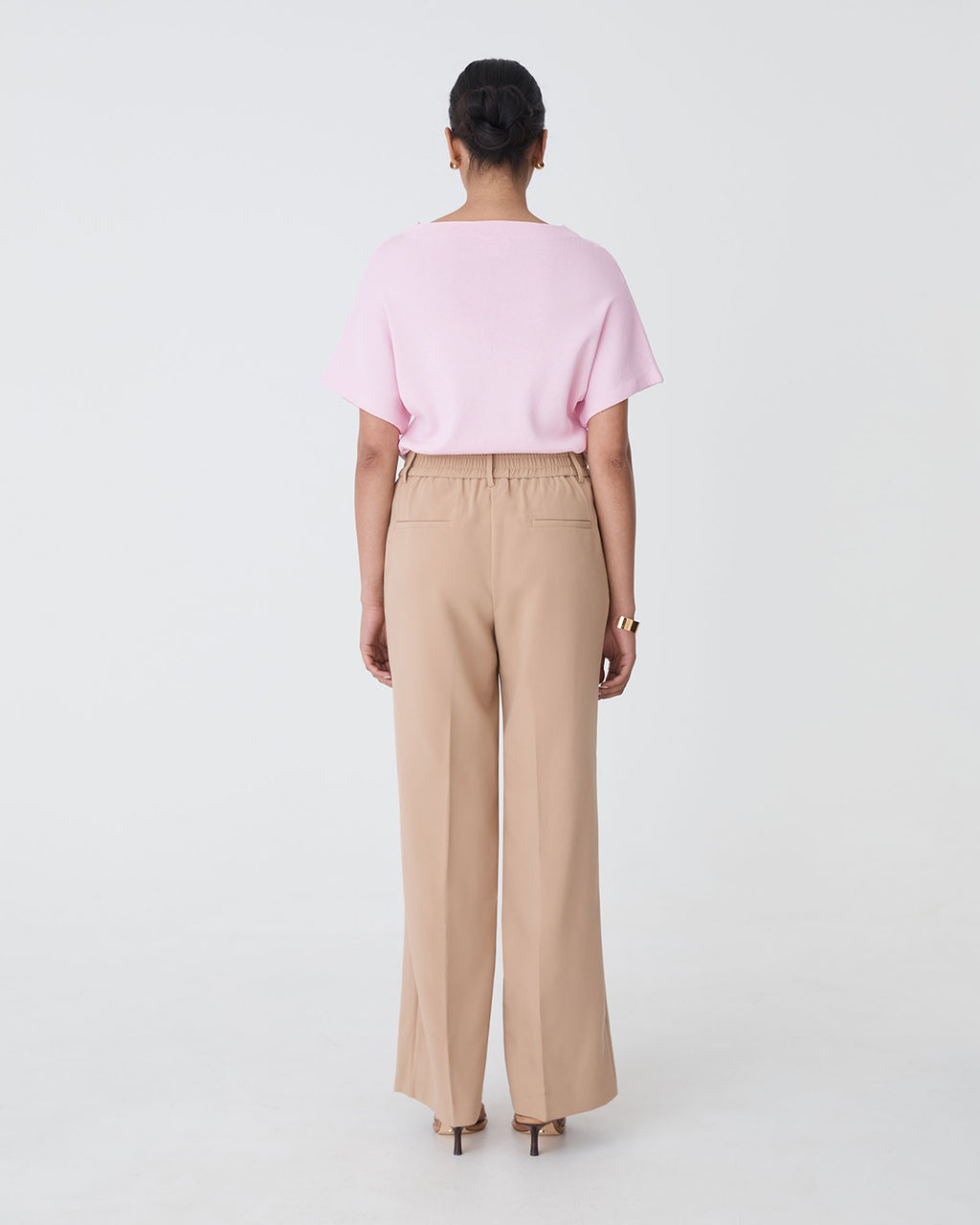 Jemma Relaxed Knit Top in pink — back view