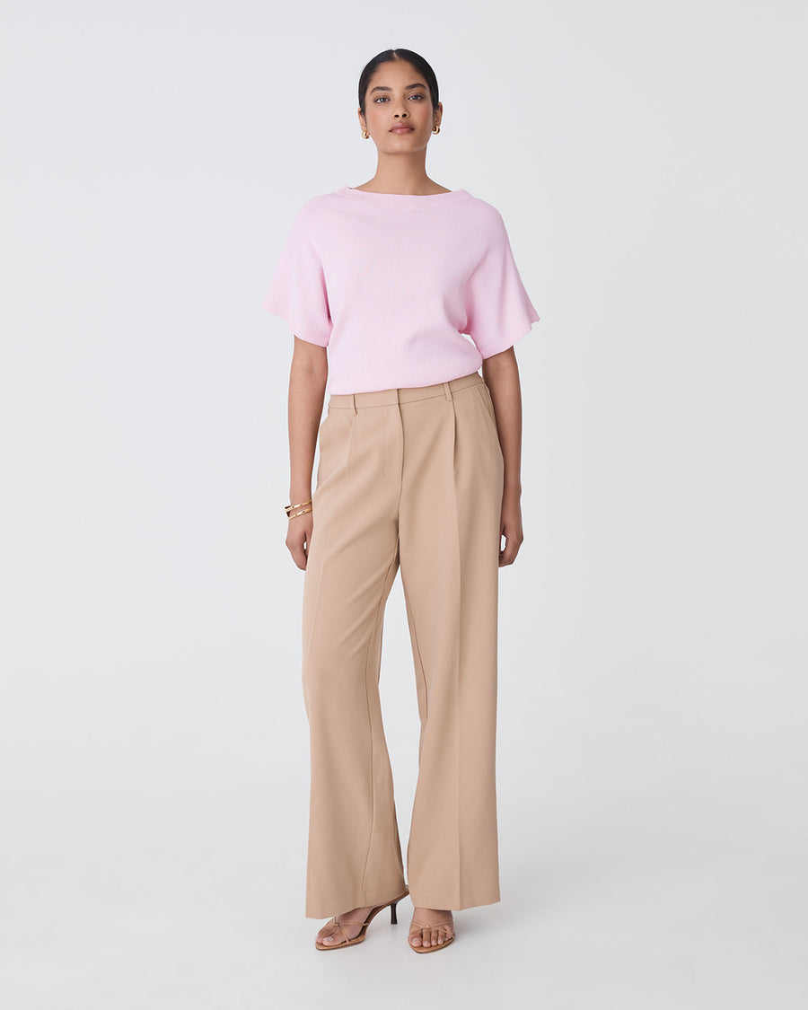 Jemma Relaxed Knit Top in pink — full-length view