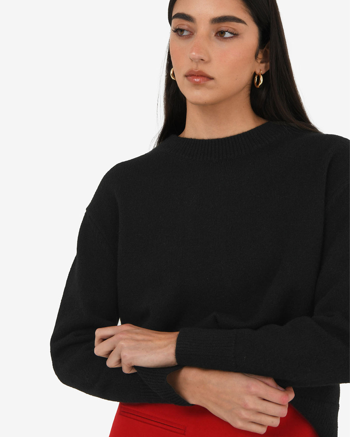 Joyli Round Neck Knit in black — close-up view