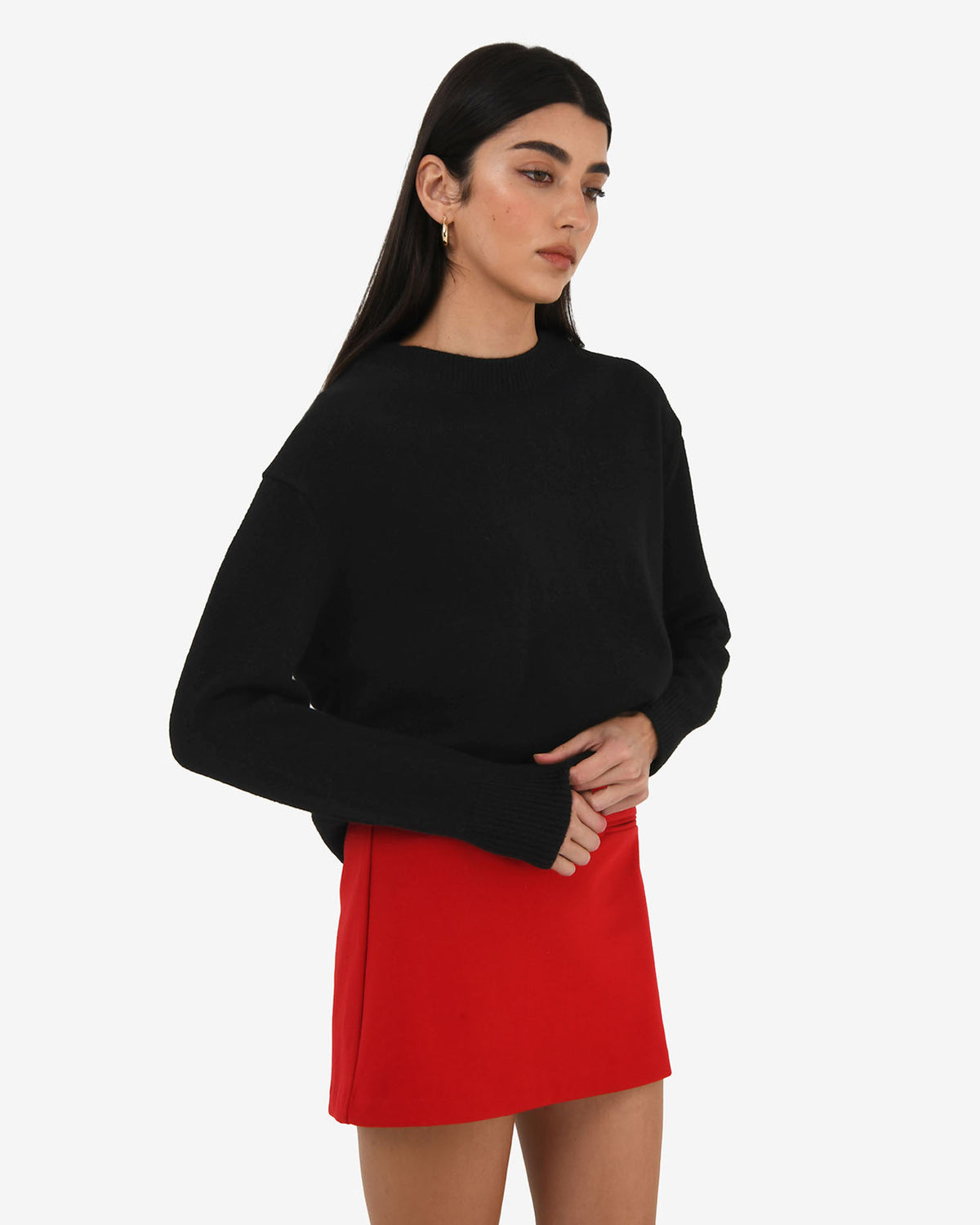Joyli Round Neck Knit in black — side view