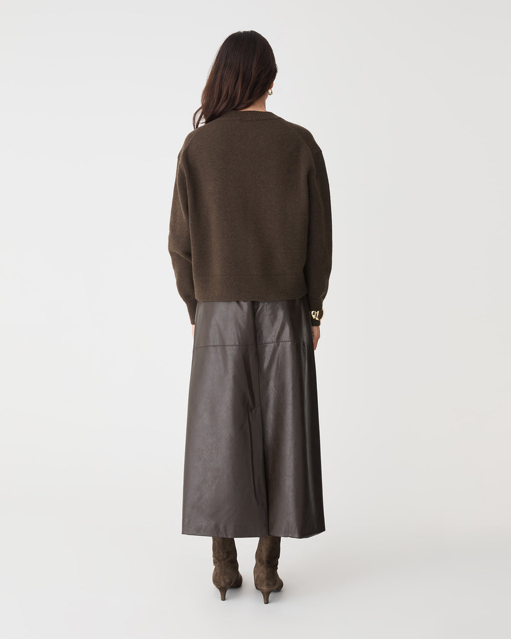 Joyli Round Neck Knit in chocolate — back view