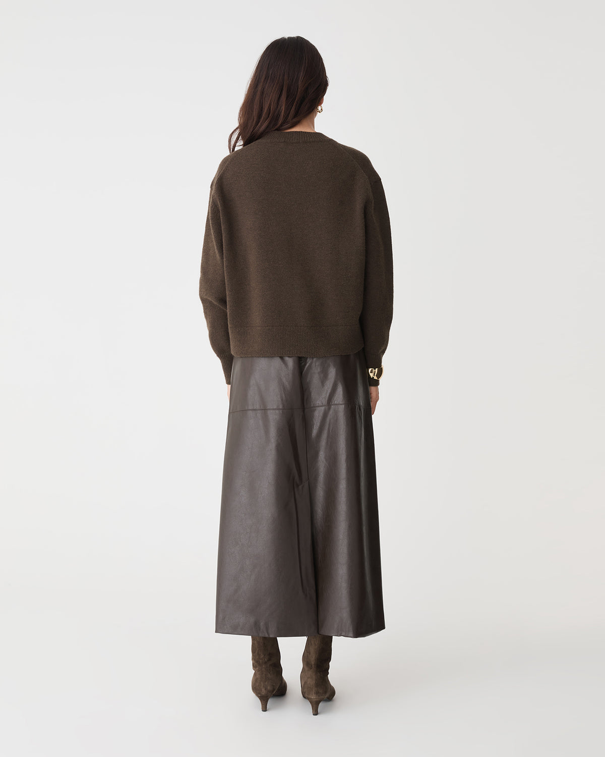 Joyli Round Neck Knit in chocolate — back view