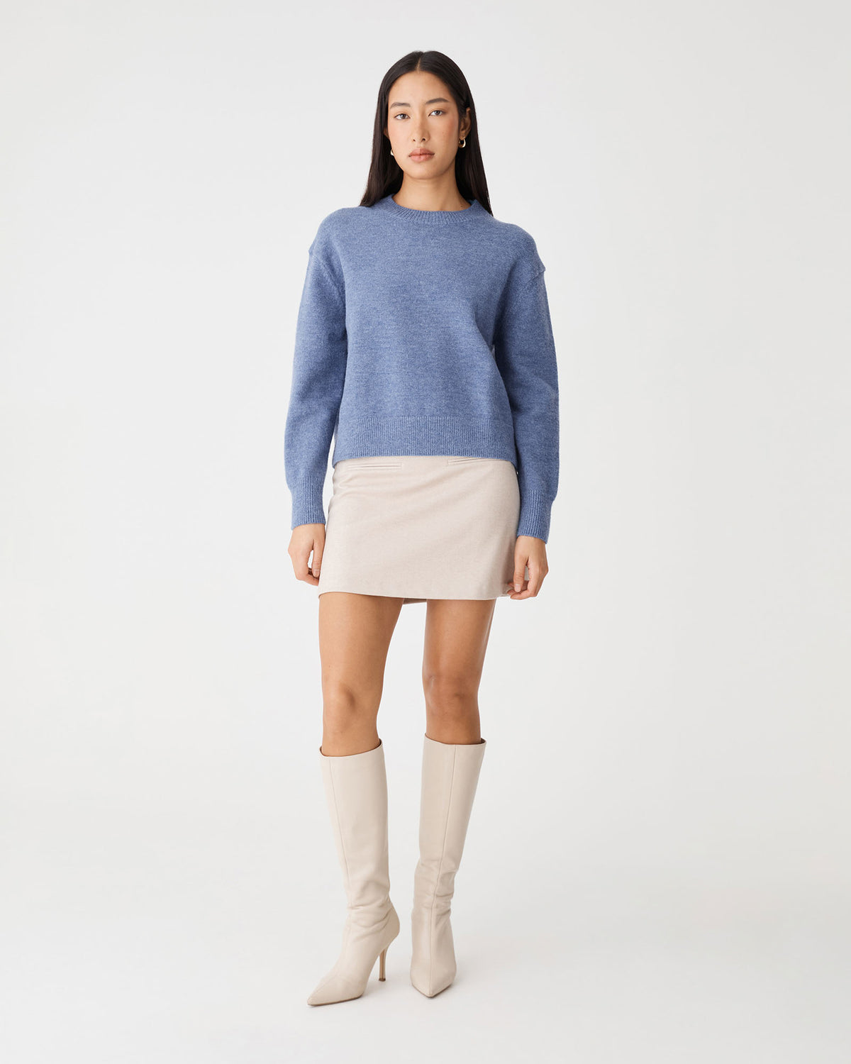 Joyli Round Neck Knit in lapis — full-length view