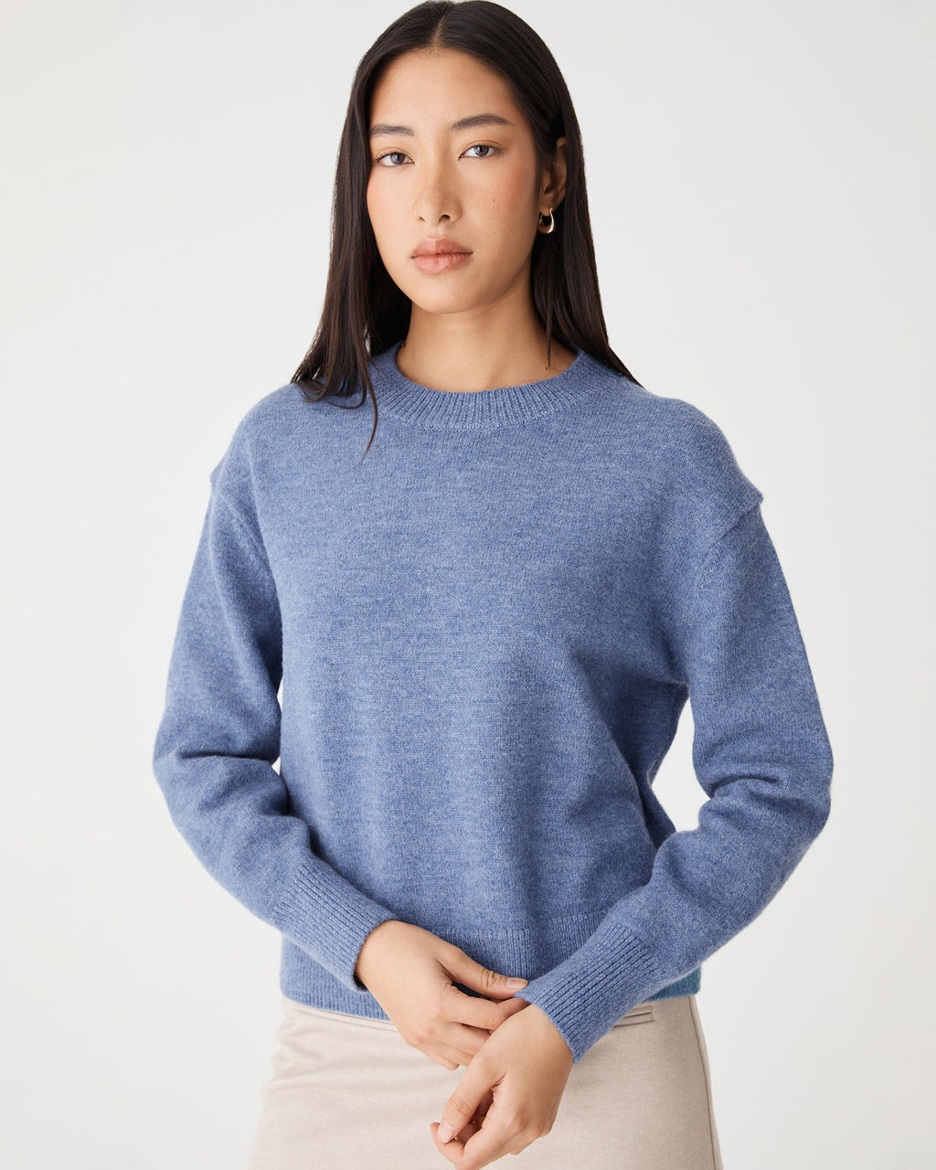 Joyli Round Neck Knit in lapis — close-up view