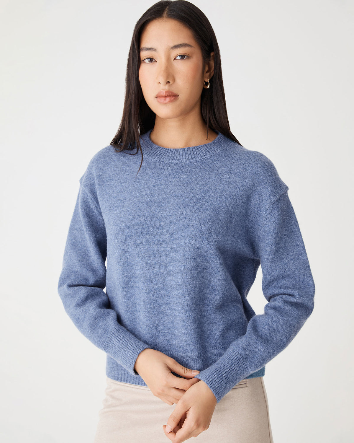Joyli Round Neck Knit in lapis — close-up view