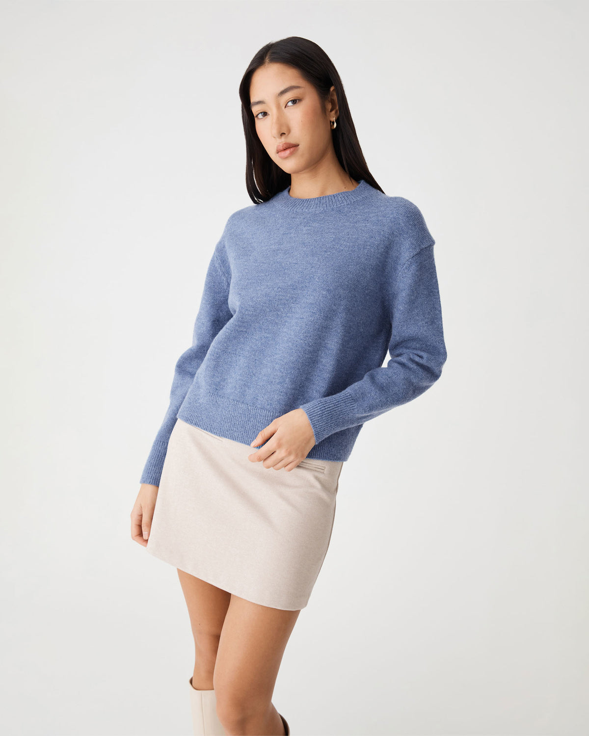 Joyli Round Neck Knit in lapis — side view